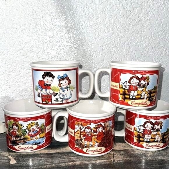 Campbells Kids Vintage Ceramic Mug Collection  5 Pc Set - Picture 2 of 13